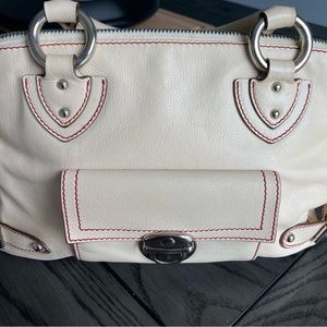 Marc Jacobs Elise Satchel Handbag Cream Color Leather